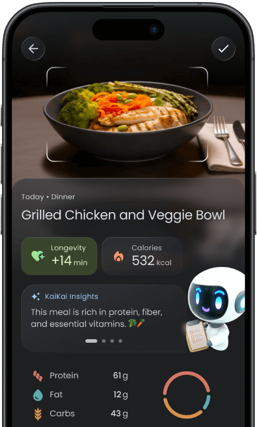 Impakt app showing nutrition scan results