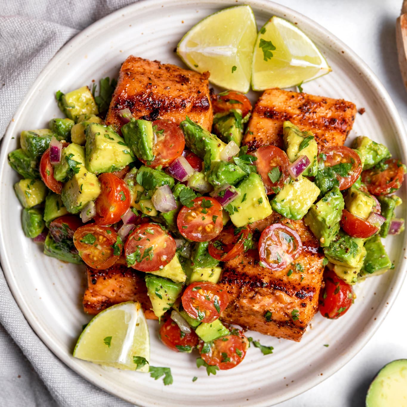 Grilled Salmon with Avocado
