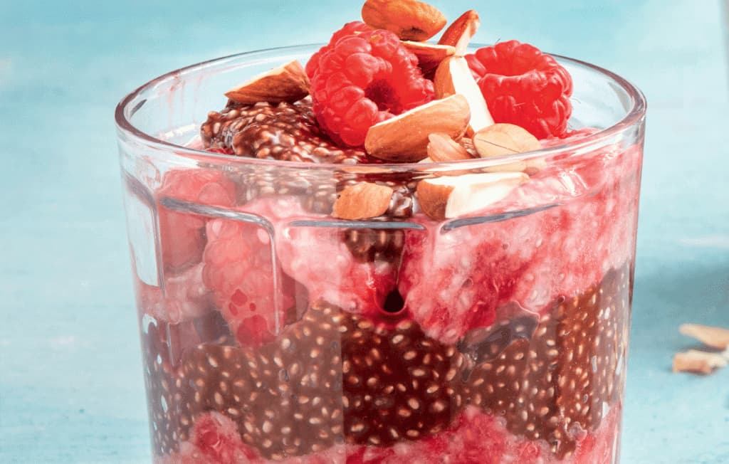 Layered Chocolate, Raspberry & Almond Puddings